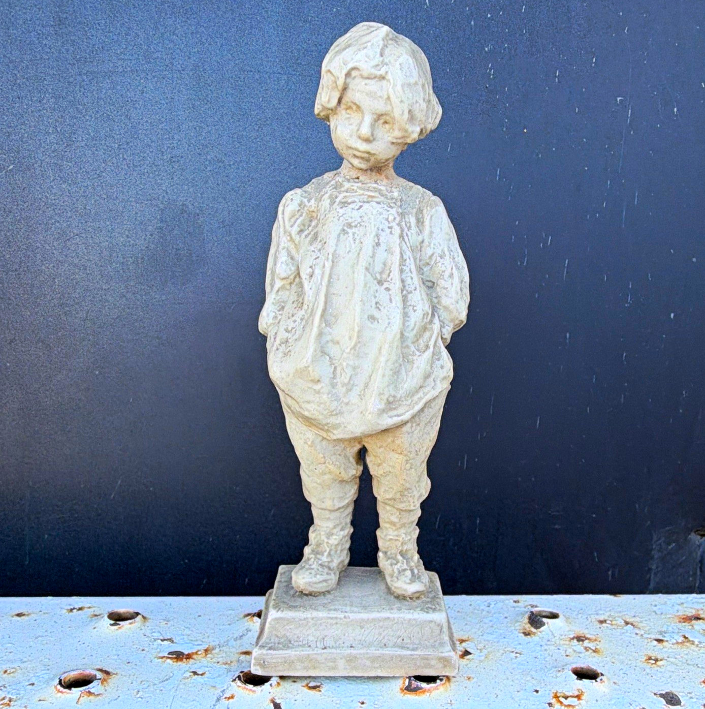 1913 Antique French Plaster Statue - Signed R. Risque Paris - Dated Copyright