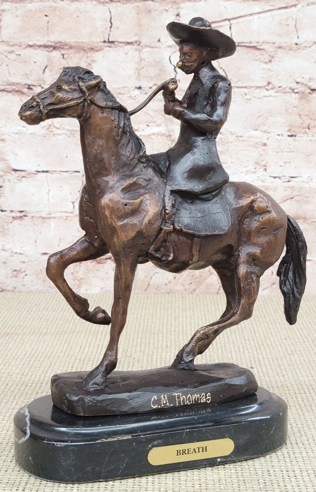 BREATH Frederic Remington Bronze Cowboy Statue Sculpture Western Art 9\