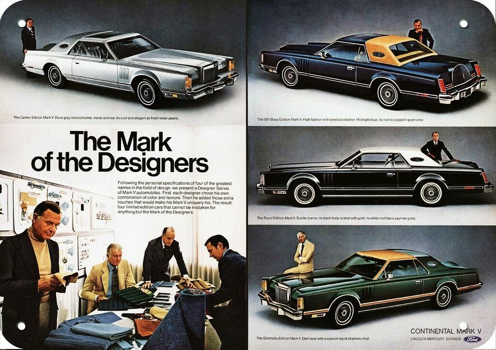 1977 LINCOLN CONTINENTAL MARK V Car Designers DECORATIVE REPLICA METAL SIGN