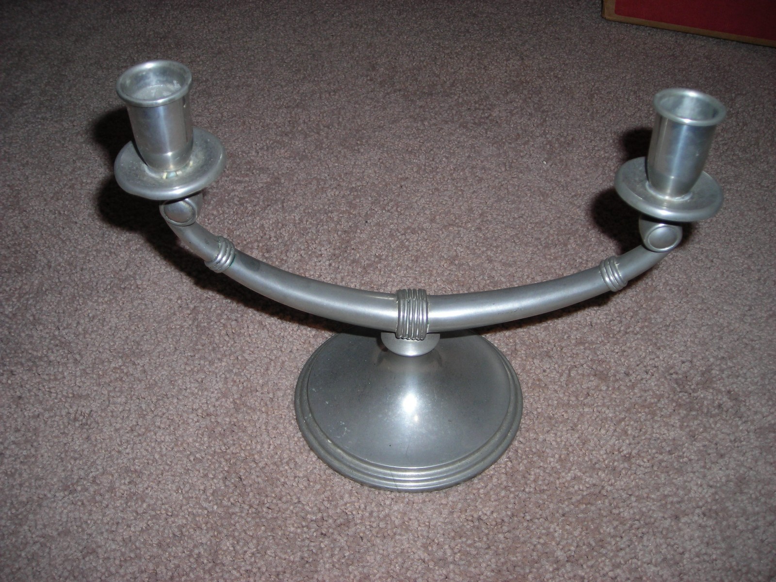 VINTAGE MID-CENTURY MODERN ART DECO KS PEWTER 2 ARM BRANCH CANDELABRA CANDLESTIC