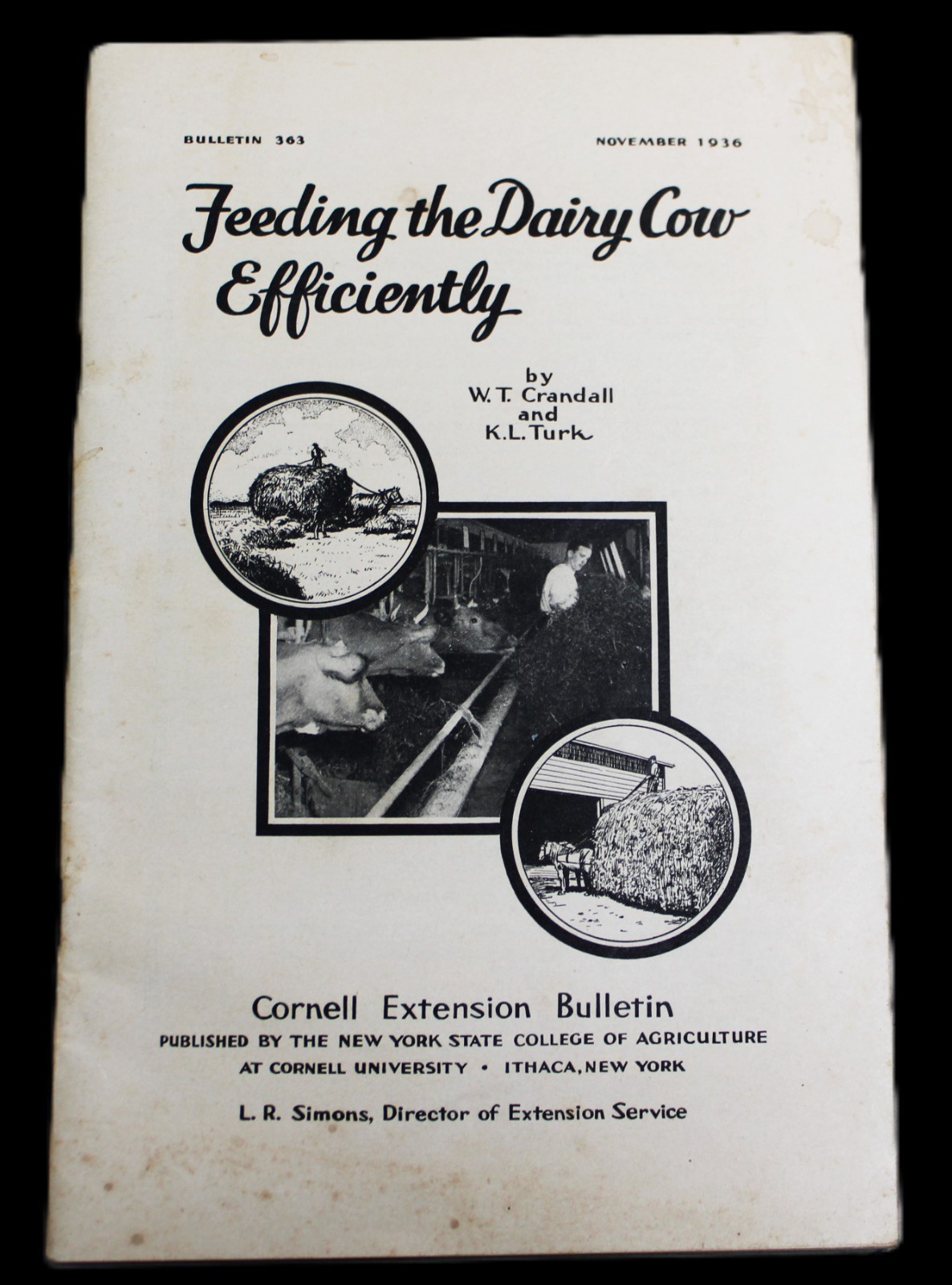 FEEDING THE DAIRY COW EFFICIENTLY BOOKLET BY CORNELL EXT. BULLETIN #363 NOV 1936