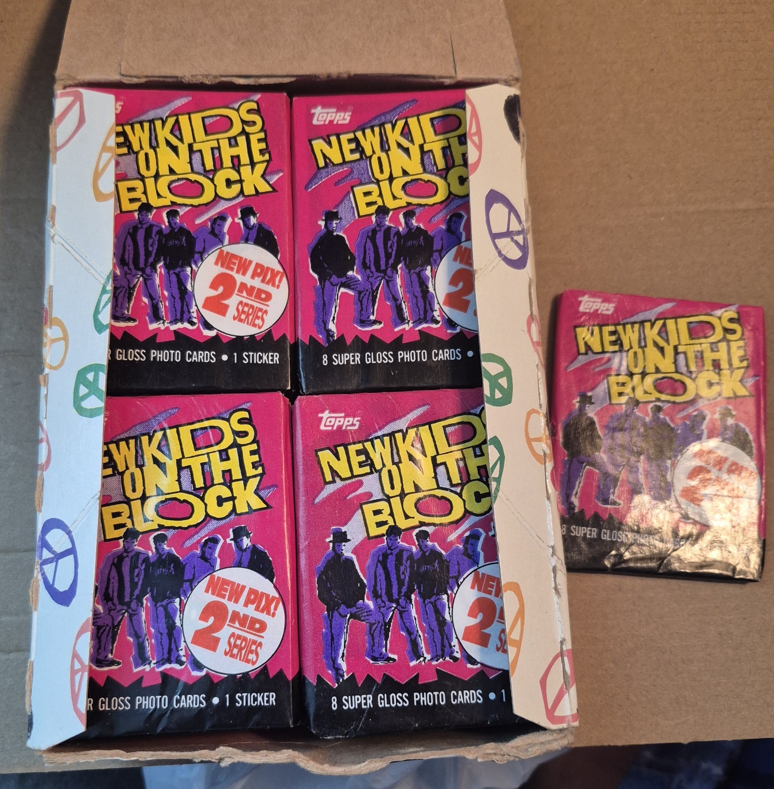 1990 Topps New Kids on the Block Series 2 Box of 37 Unopened Wax Packs NKOTB