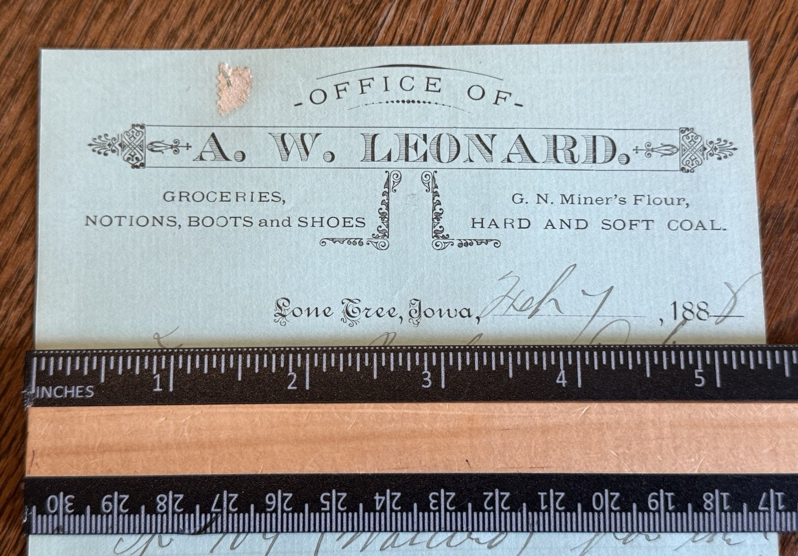 Antique 1888 A.W. LEONARD GROCERIES Boots COAL Lone Tree Iowa Letterhead