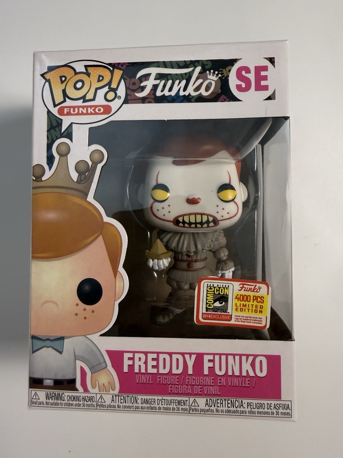 Freddy Funko as Pennywise SDCC 2018 Exclusive Pop Vinyl Figure LE 4000 SE