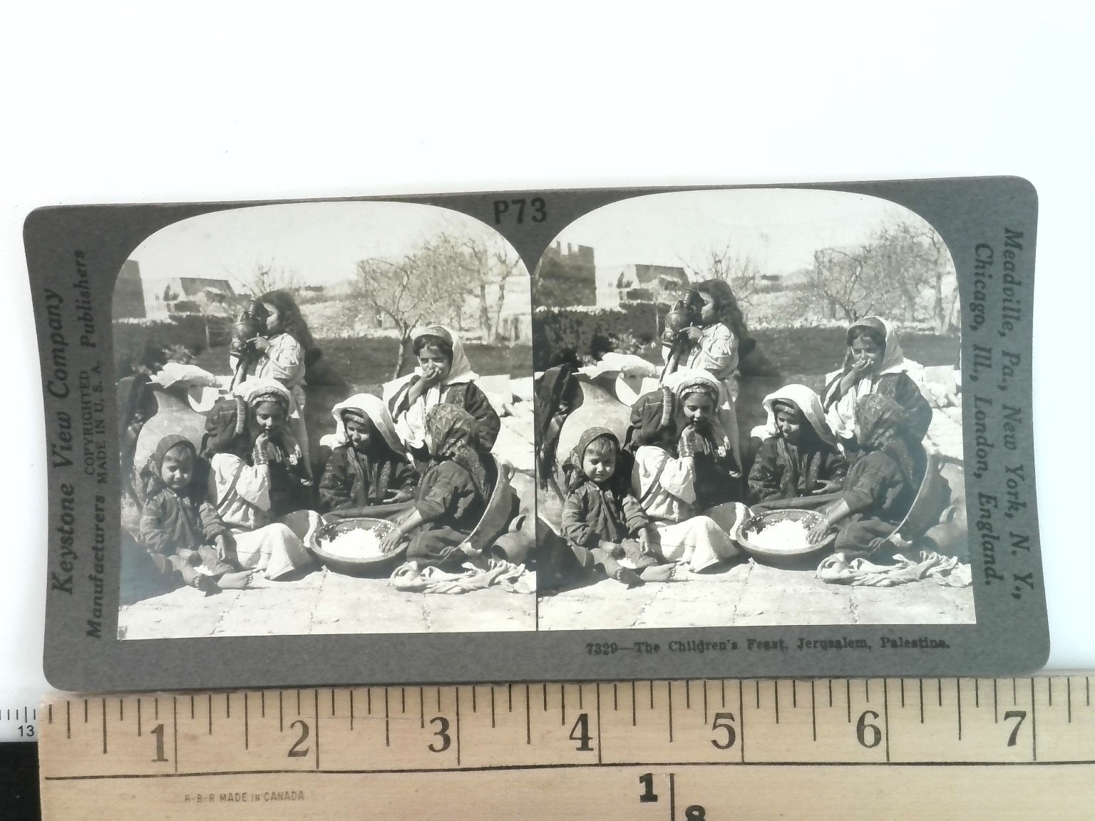 Children\'s Feast Jerusalem Stereoview Keystone View Co. Palestine 1900s