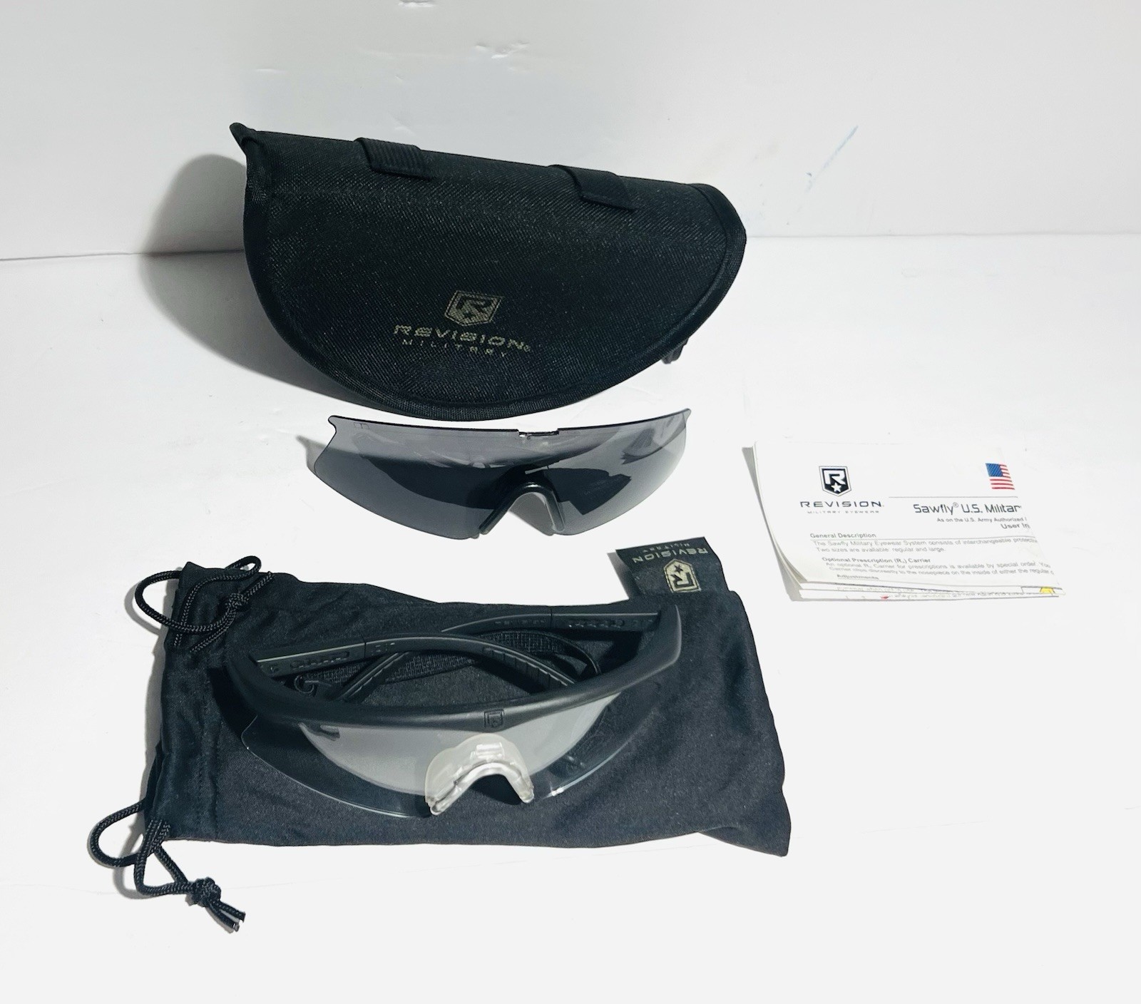 Revision Military Mission Sawfly Safety Glasses Black Frame Clear & Tinted Lense