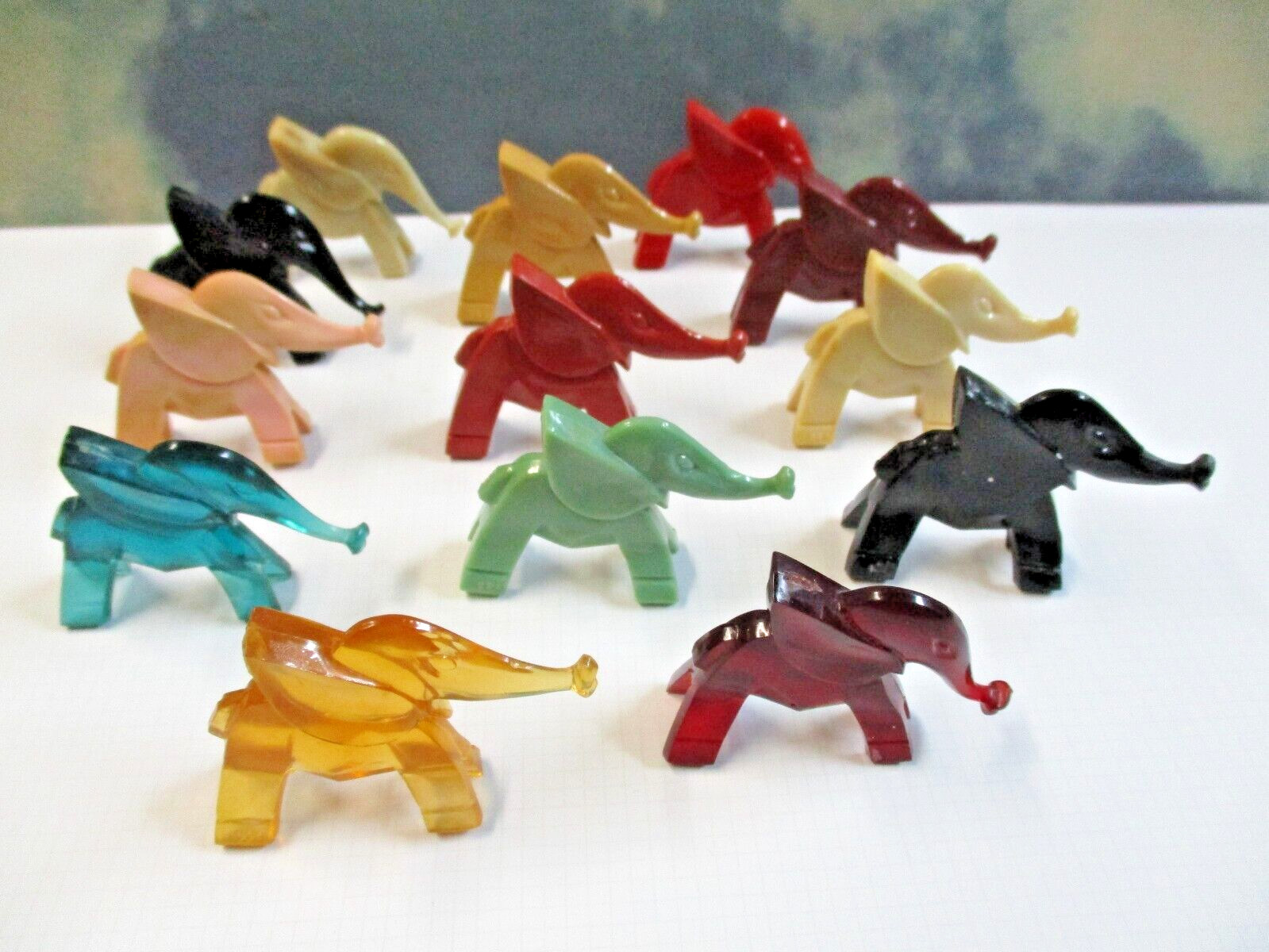 Vintage Nosco Don Manning Art Deco Lucite Elephants Opaque & Translucent Lot