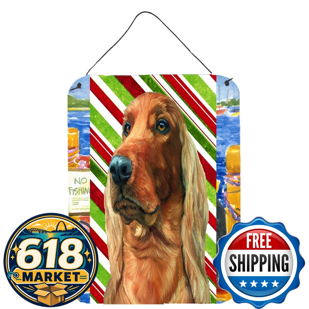Caroline\'s Treasures LH9590DS1216 Irish Setter Candy Cane Christmas Metal Sign