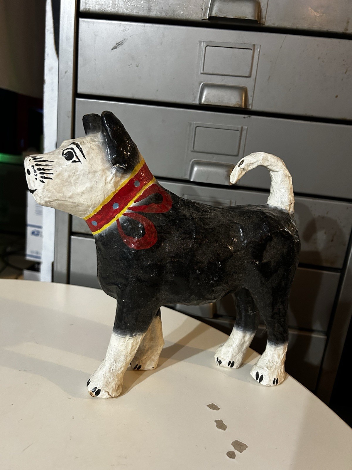 vintage philippines Filipino Folk Art Papeir Mache Dog sculpture Newspaper 1950s