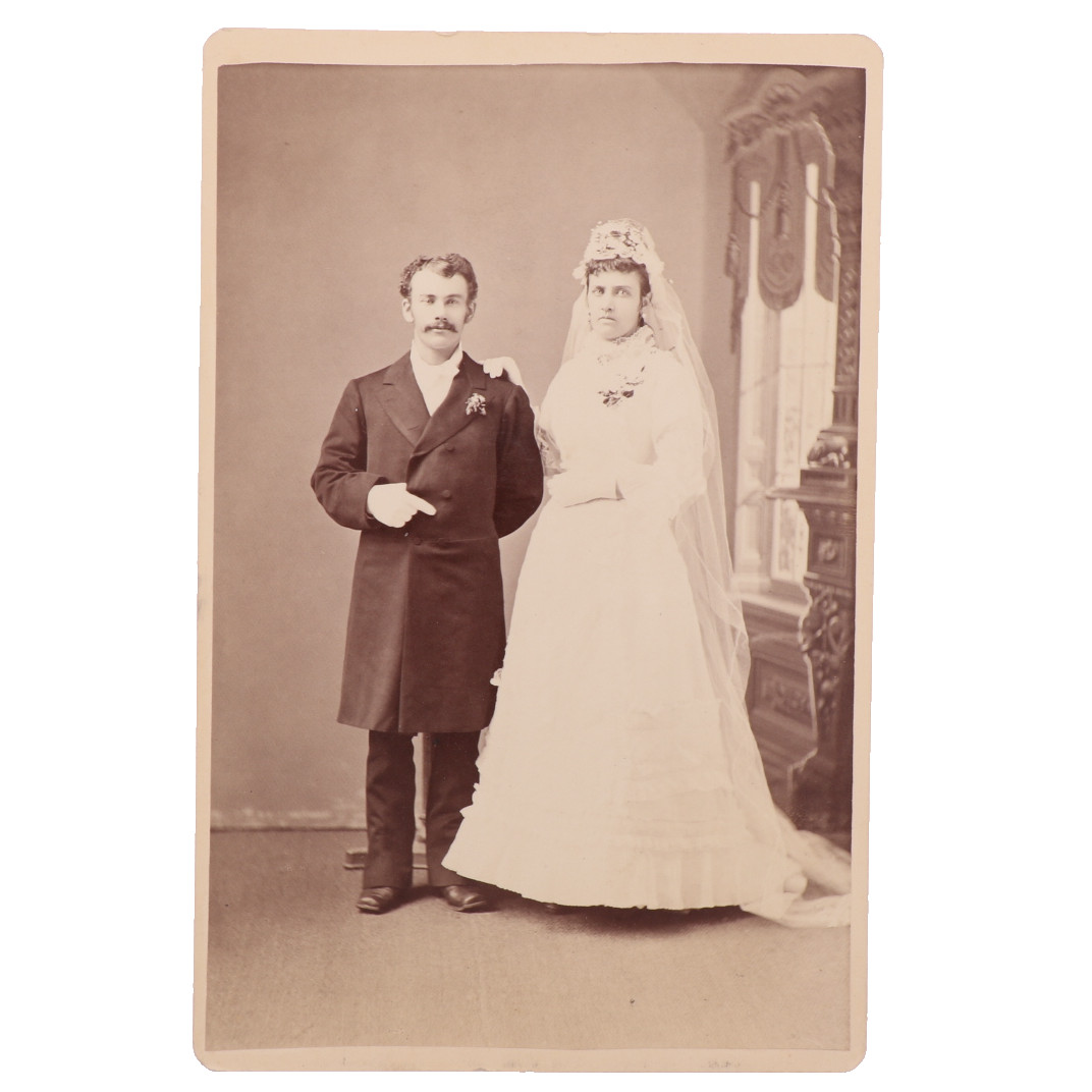 Victorian Era Photographic Cabinet Card Wedding Day Man & Woman Sonora, CA #1038 Victorian Era Photographic Cabinet Card Wedding Day Man & Woman Sonora, CA #1038
