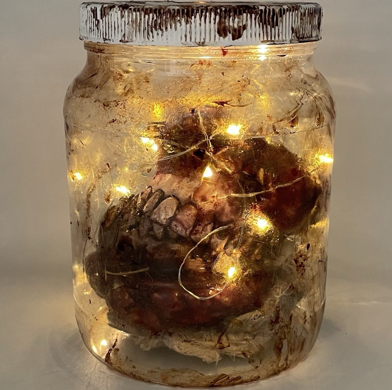 Handmade Lighted Body Part Specimen Jar Life-Sized Teeth Horror Halloween Prop