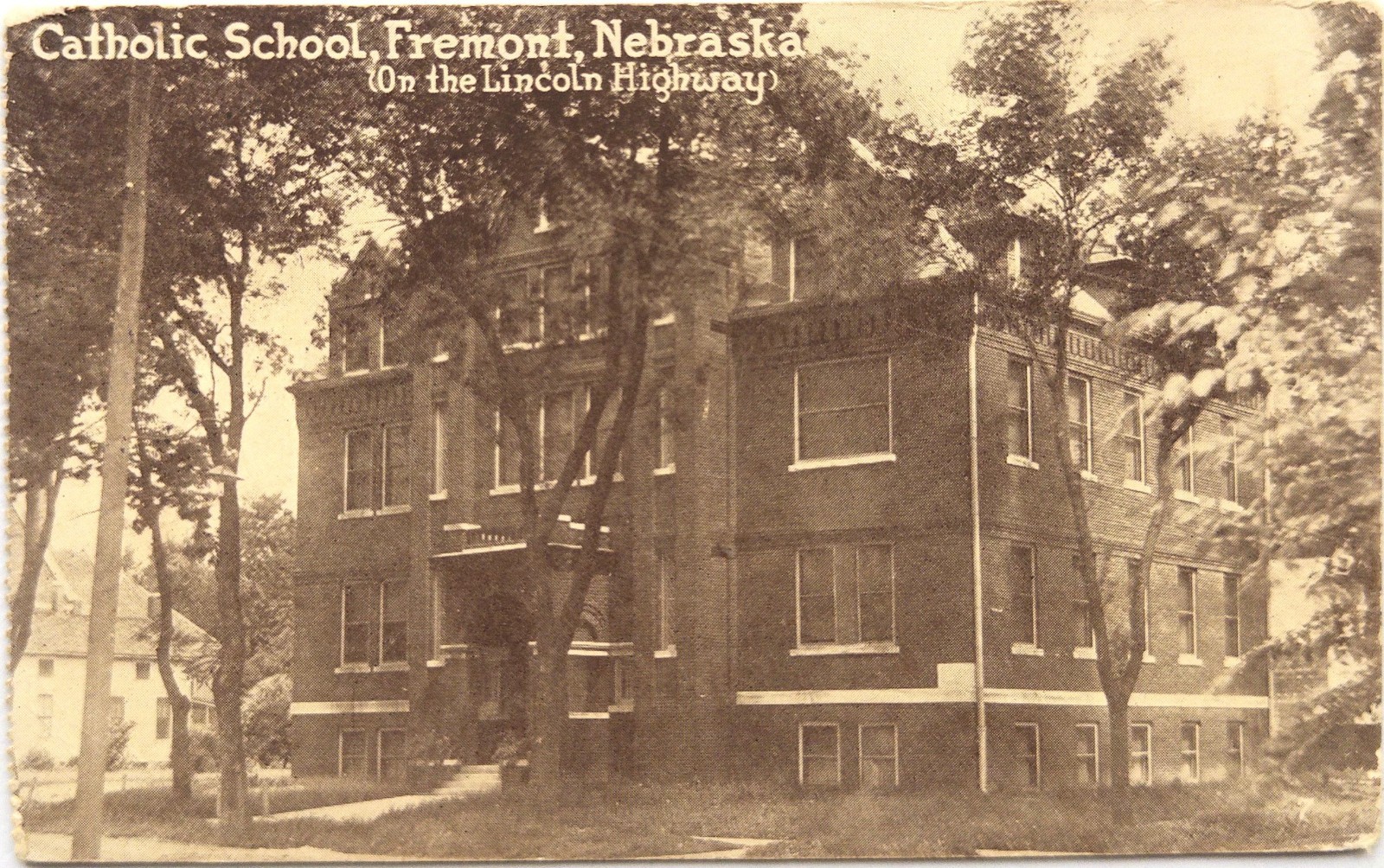 Fremont Nebraska Catholic School Antique Postcard 1915 Fremont Nebraska Catholic School Antique Postcard 1915