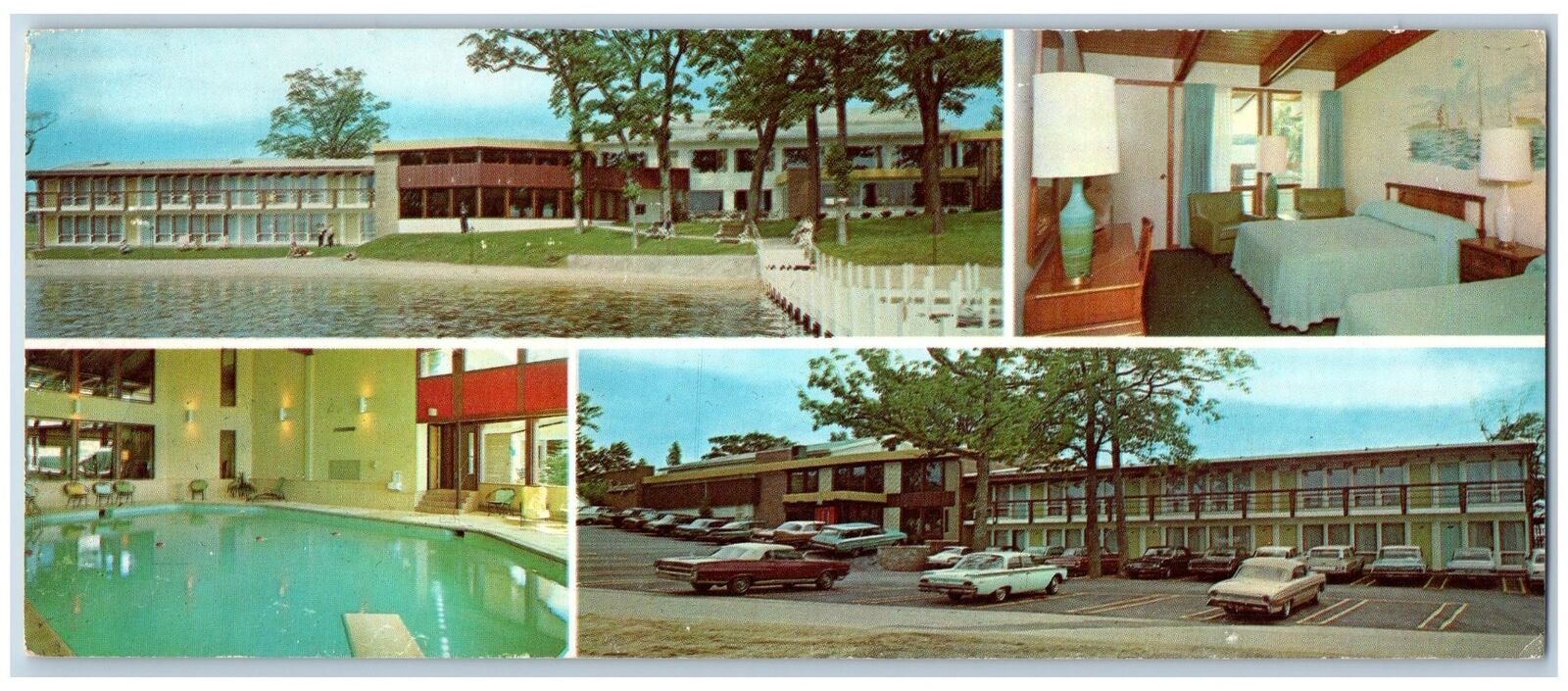 Marshfield Wisconsin Postcard Oversized The Downtown Motel Guest Room c1960's