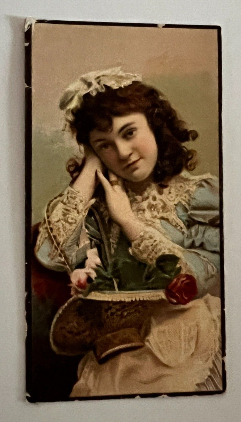 1890's Honest Long Cut Beautiful Women Stars Of The Stage Woman w/Lovely Basket