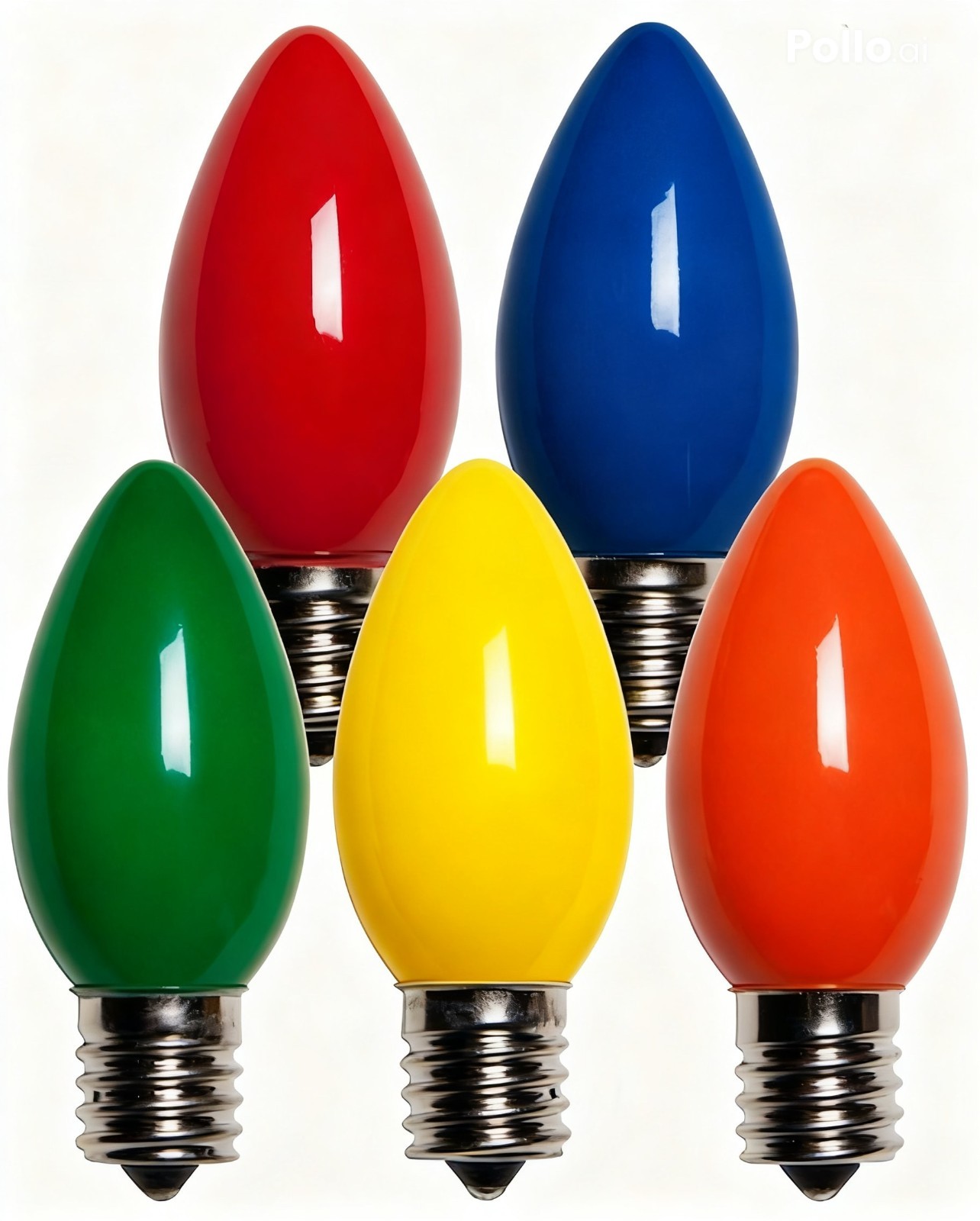 25 C9 Multicolor Ceramic with Yellow Incandescent Christmas Light Bulbs 7 Watt