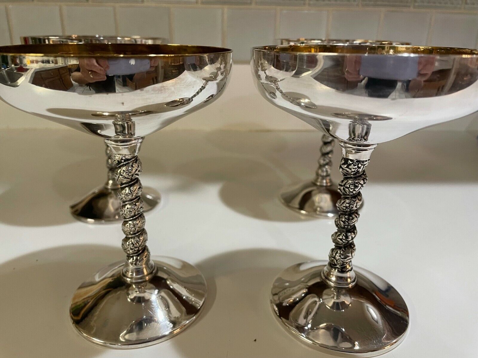 Valero Silverplate Champagne Goblets from Spain - Set of 4