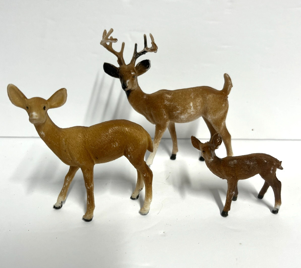 Vintage family of deer with buck/doe/fawn hard plastic Circa 1950-60's