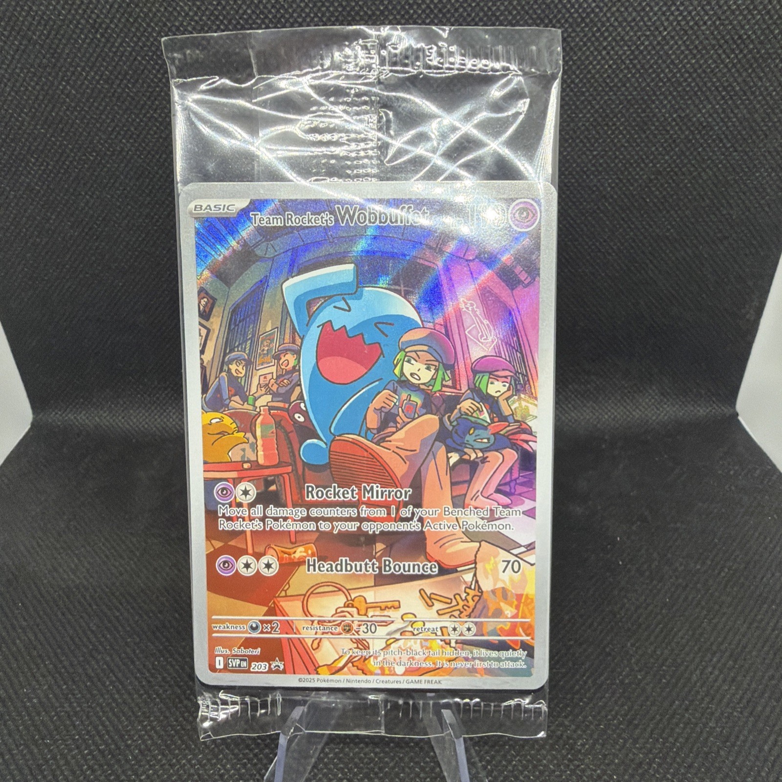 Pokemon Destined Rivals Team Rocket’s Wobbuffet 203 SVP ETB Promo Sealed