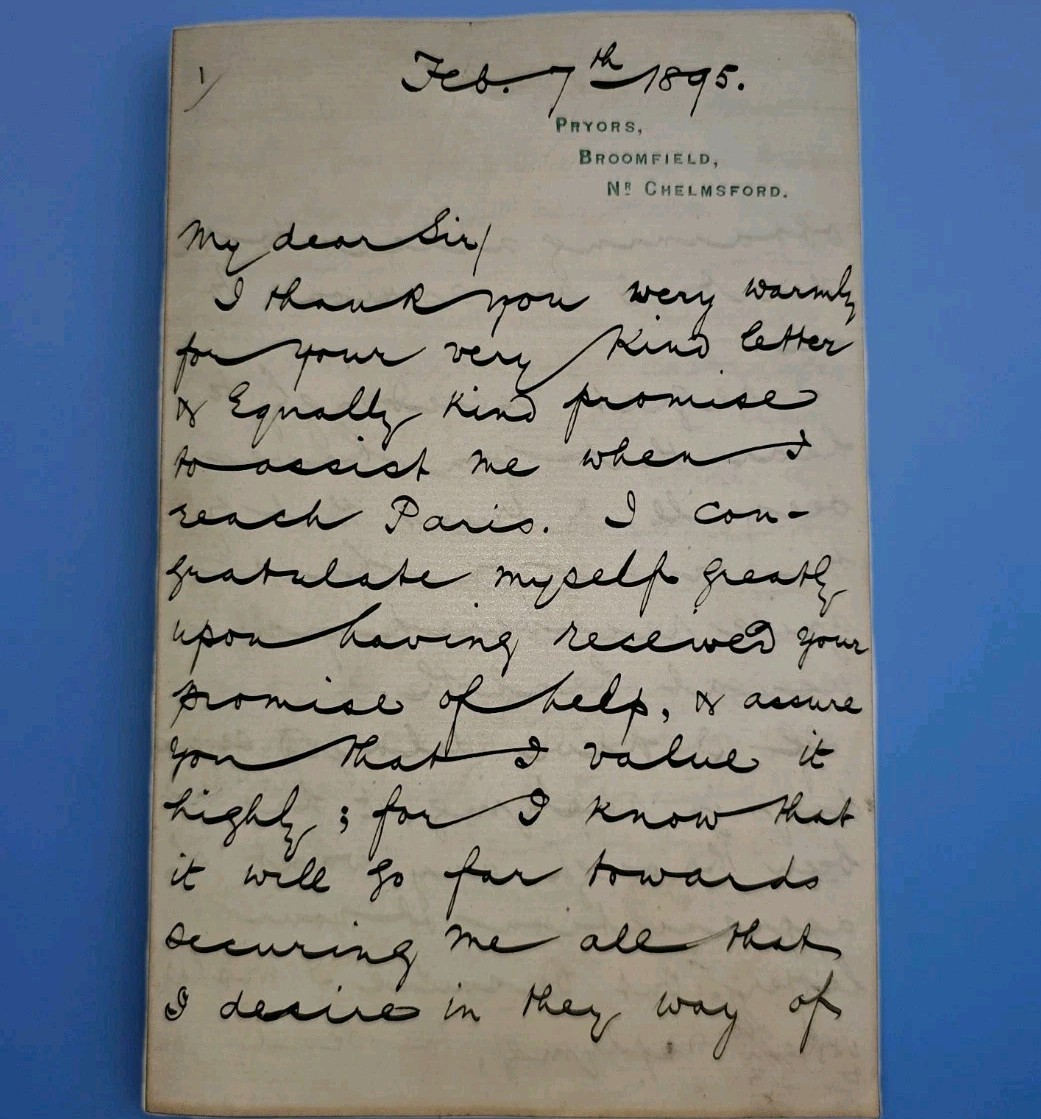 Miller Christy ALS 1895 5pp Letter Pryors Chelmsford Maps Hudson Bay Paris