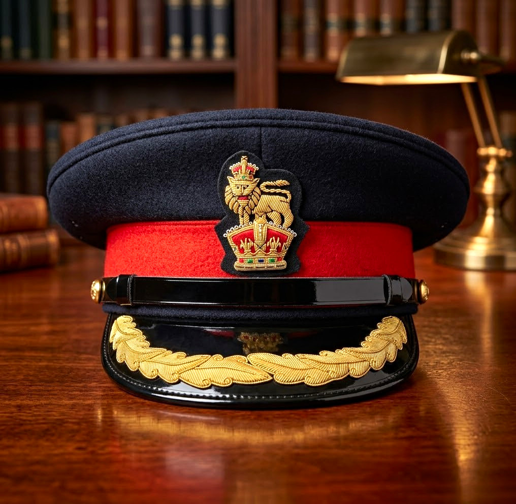 British Army General Officer Peaked Cap Red Band Oak Leaf Gold Visor Hat