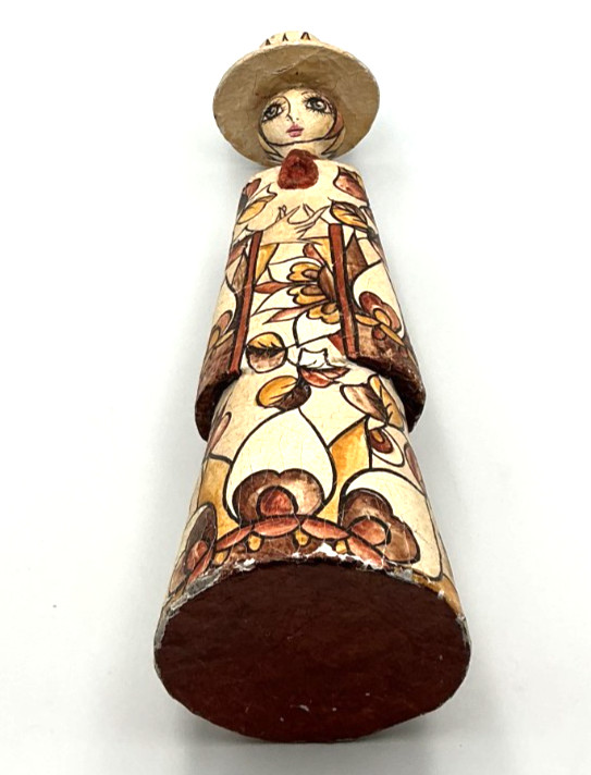 Vintage 1960s Abelardo Ruiz Paper Mache Pop Art Lady Figurine MCM 13.8
