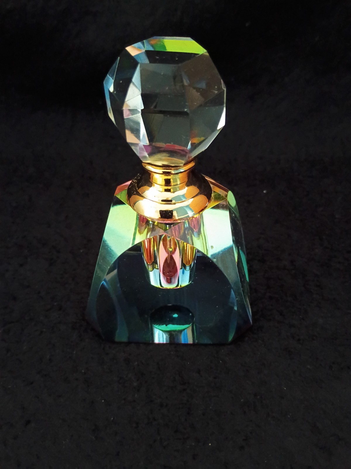 Clear Faceted Glass/Crystal Perfume Bottle with Faceted Stopper