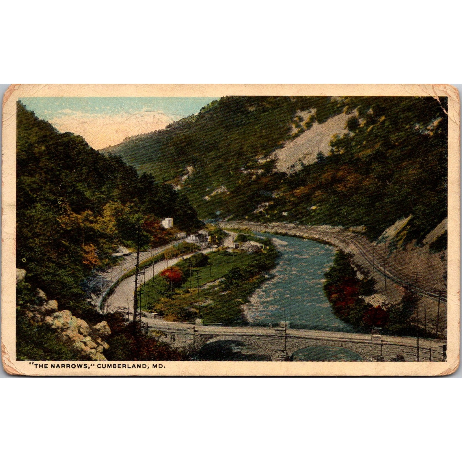 The Narrows 1918 Cumberland MD Vintage Postcard SPJ6