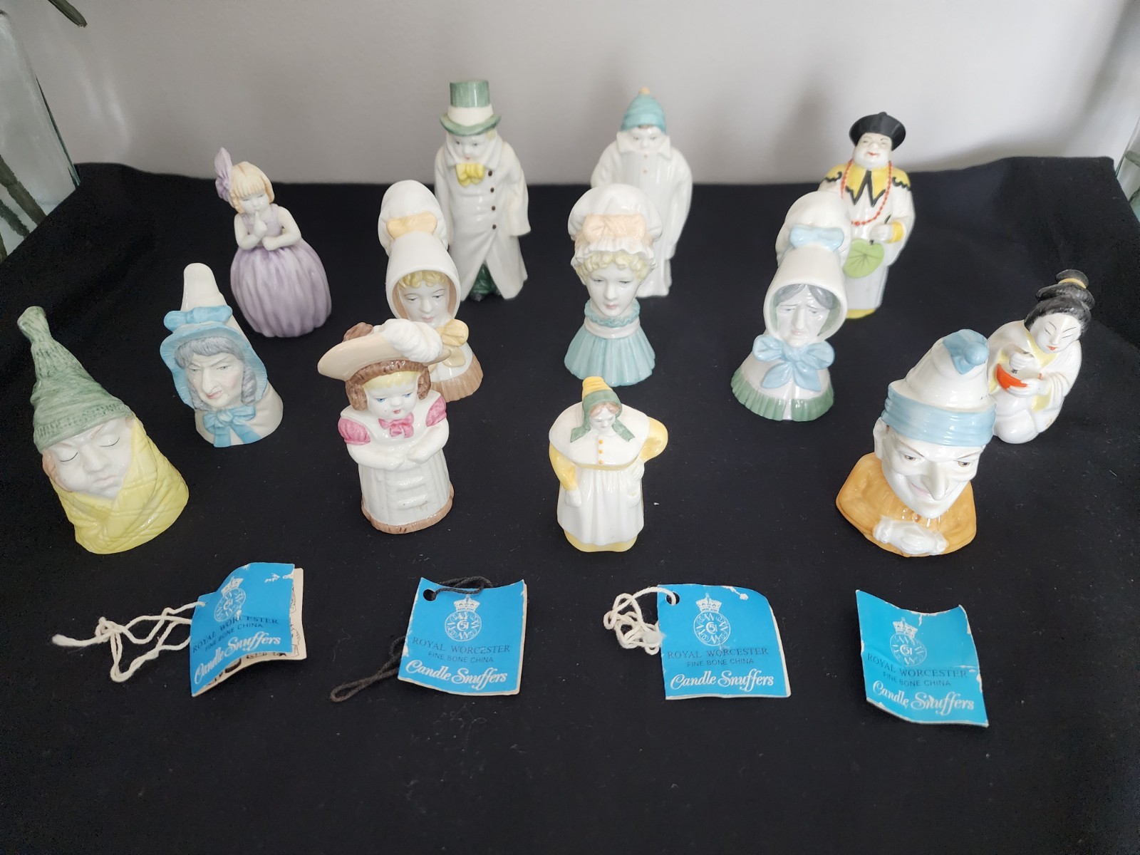 Lot of 13 Royal Worcester Fine Bone China Candle Snuffers Figurines 