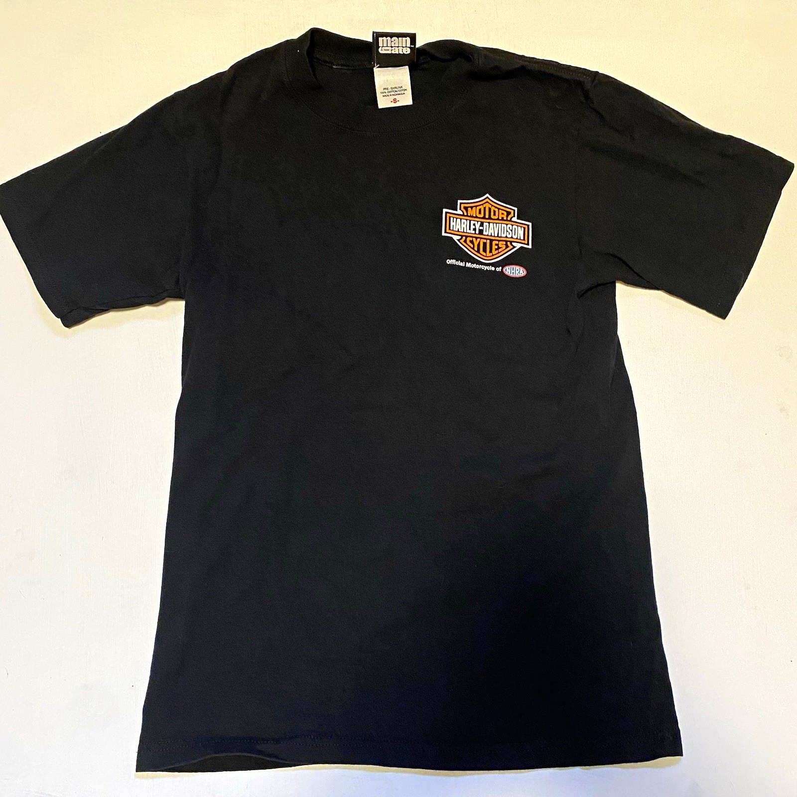 Harley Davidson NHRA Main Gate T Shirt Small Black Double Sided Racing Motorcycl