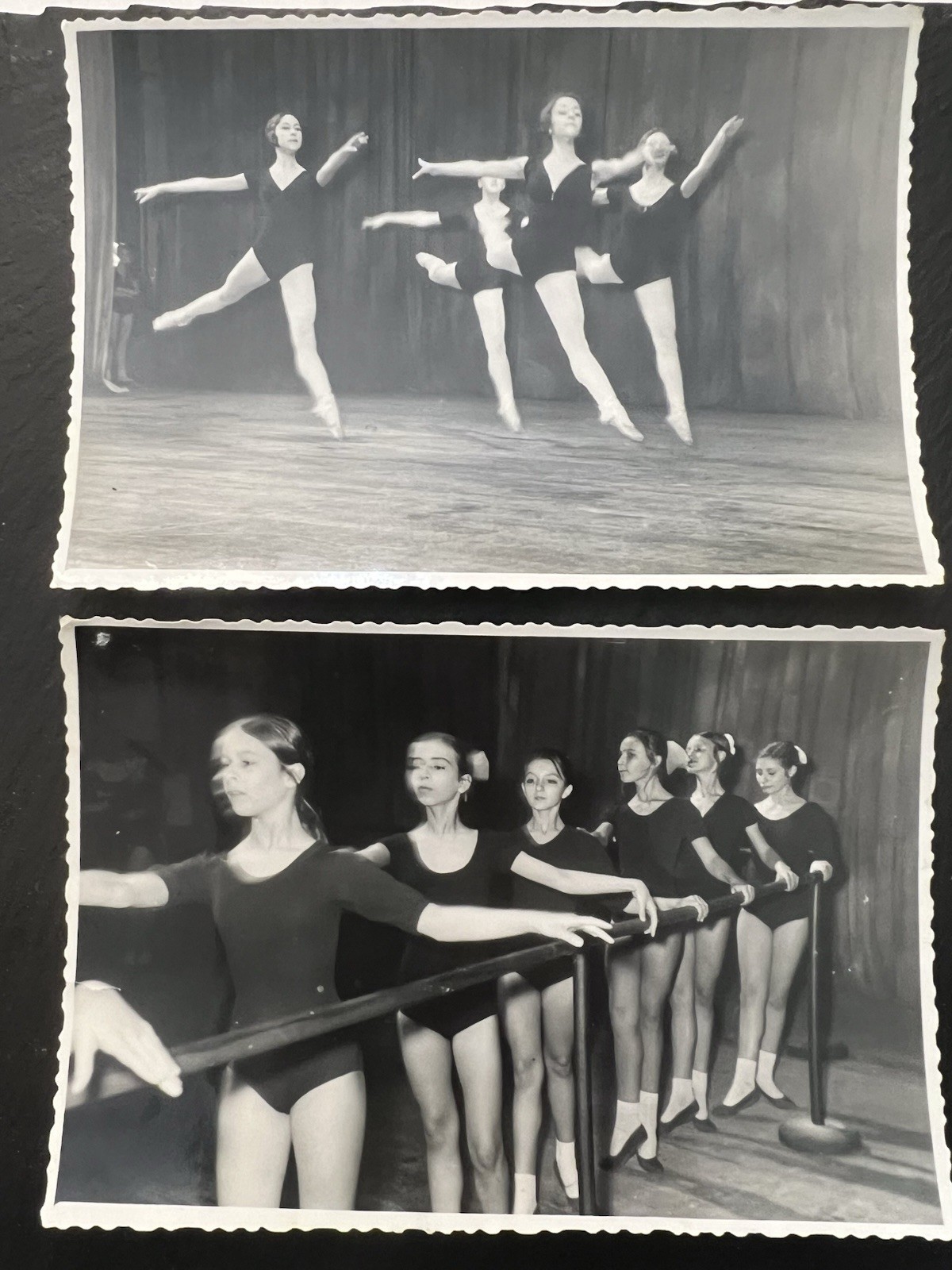 2x Vintage B&W Photos Ballet Class Concert Dancers Barre Stage 
