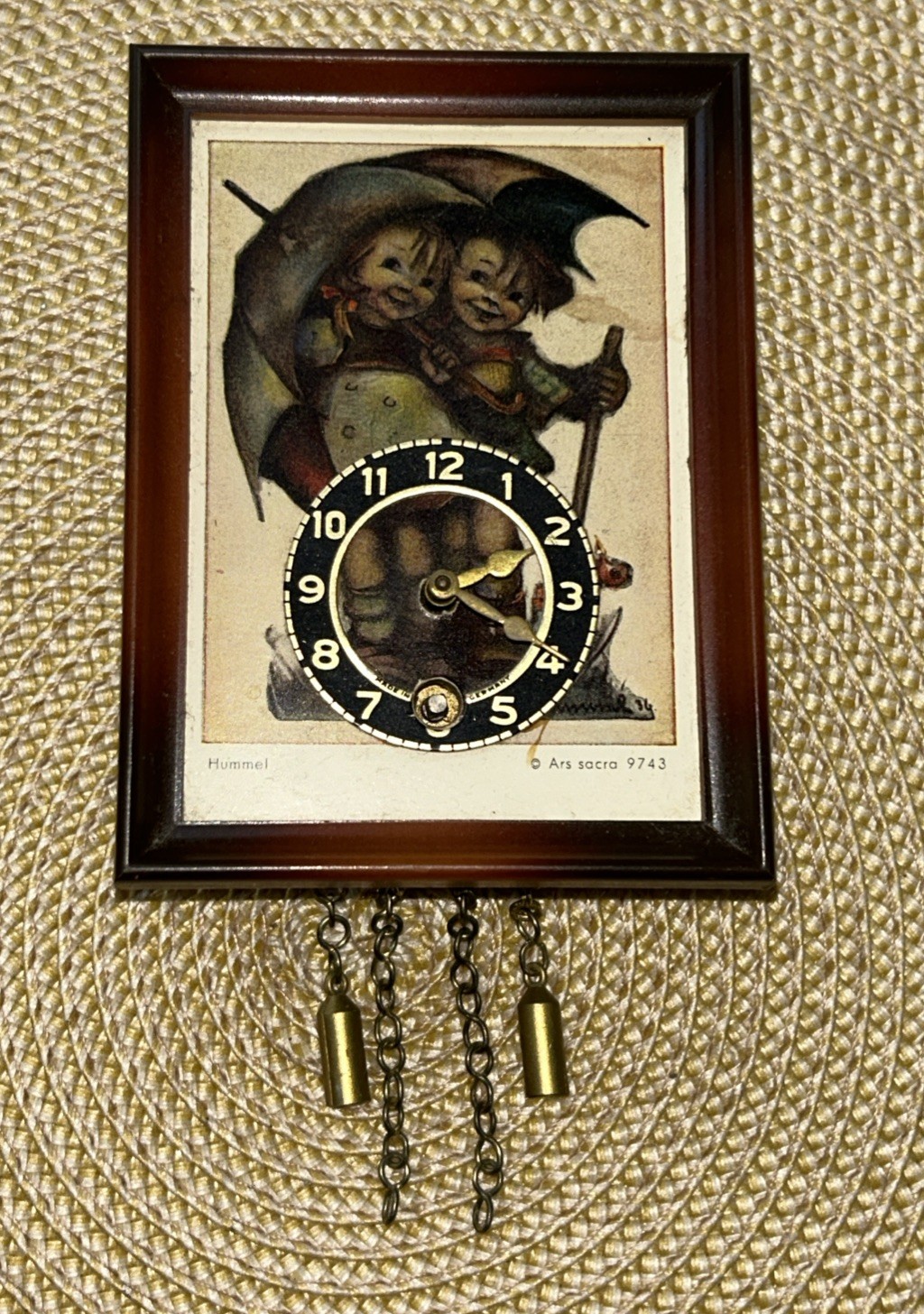 VTG M.I. Hummel Stormy Weather Miniature Wall Clock ARS Sacra 9743 Need Wind Key