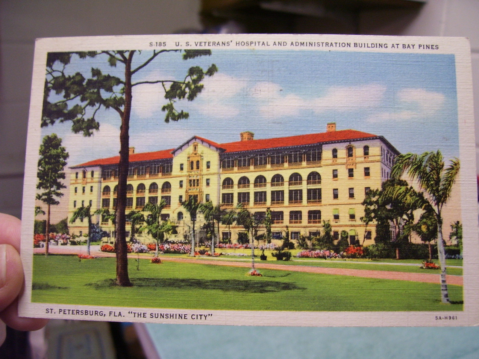 1937 POSTCARD U.S. VETERANS HOSPITAL BAY PINES ST. PETERSBURG FL