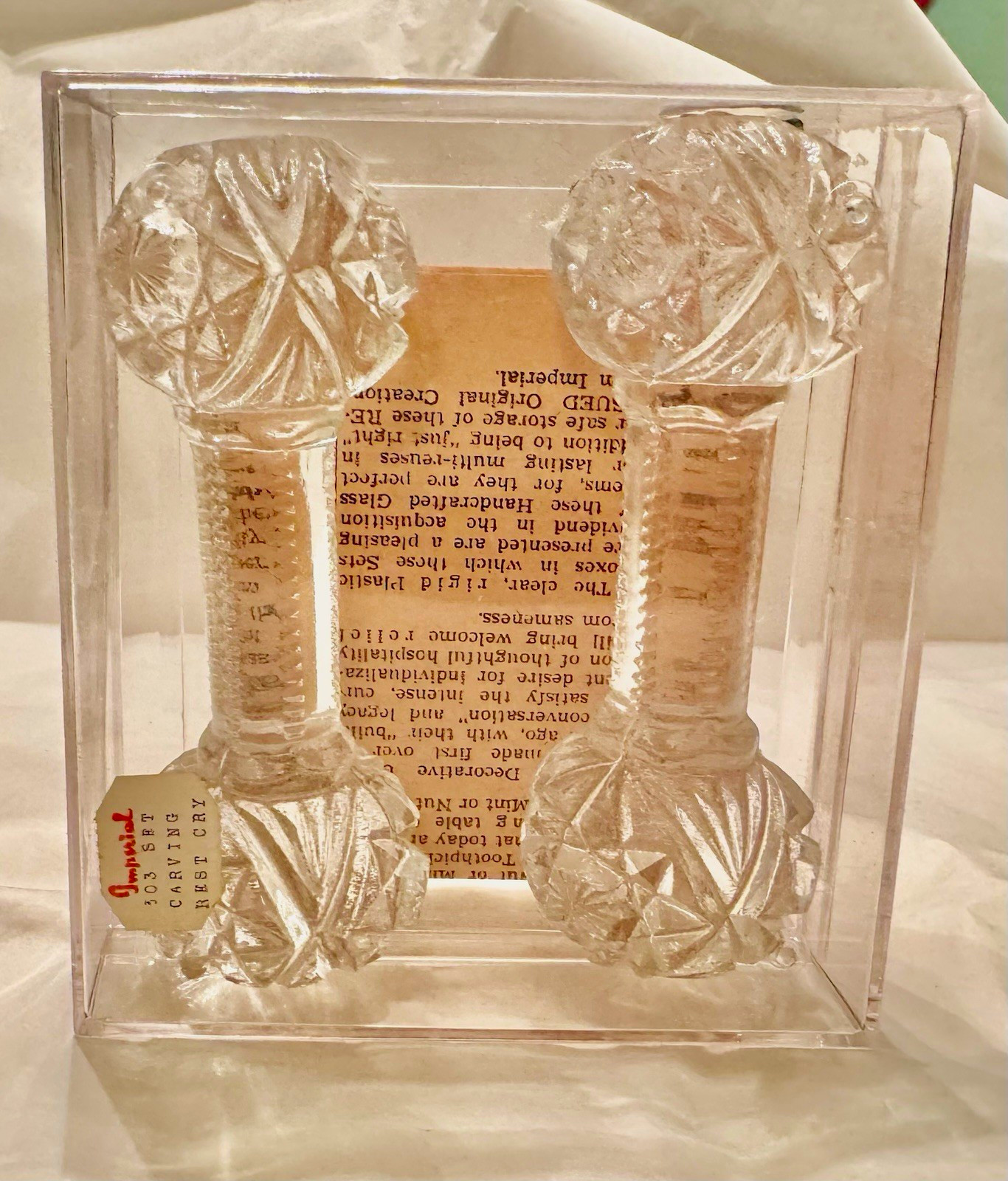 Vintage Imperial Handmade Glass Moulds Set in Plastic Display Box Knife Rest