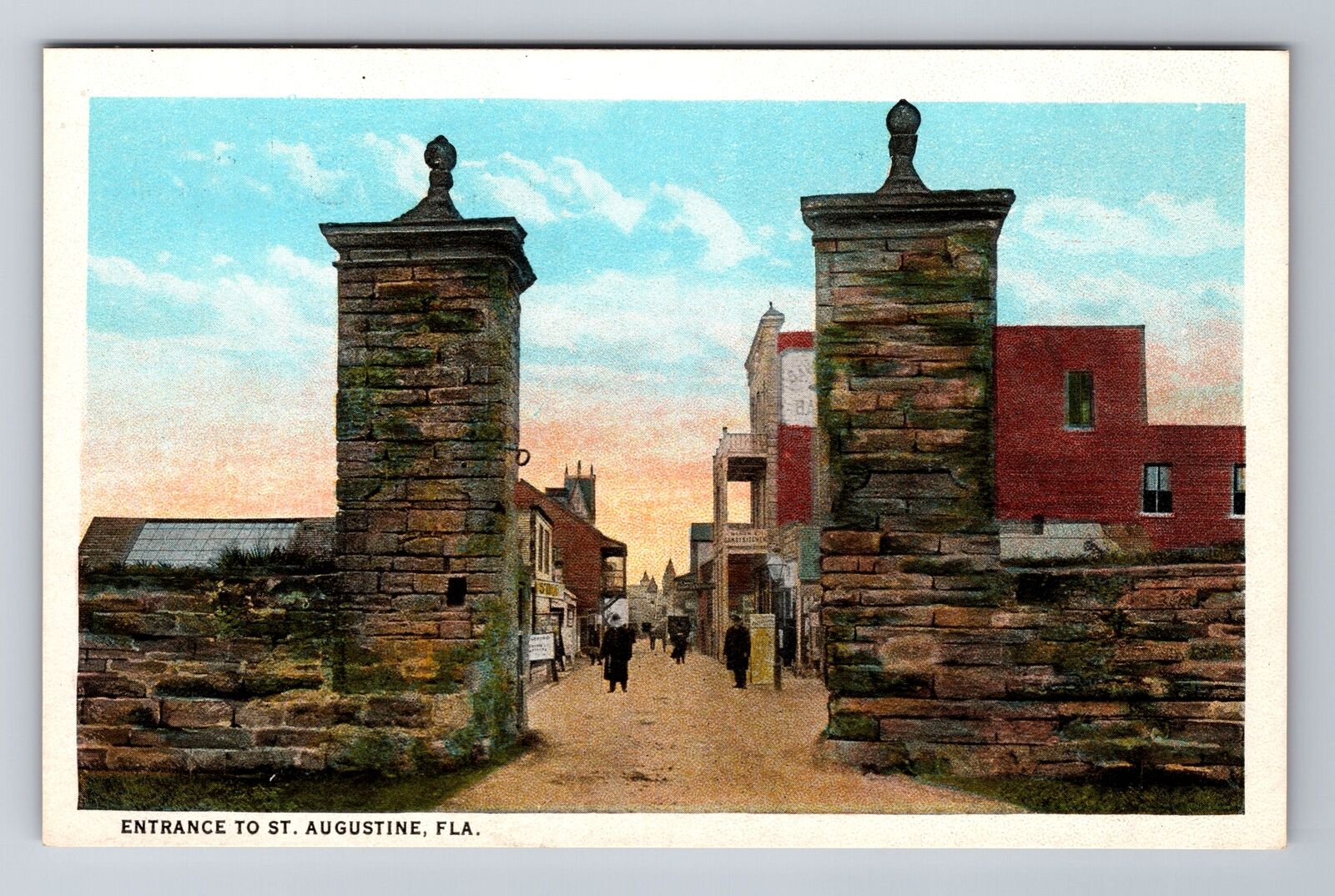 St. Augustine FL-Florida, Entrance To The Old City, Antique Vintage Postcard