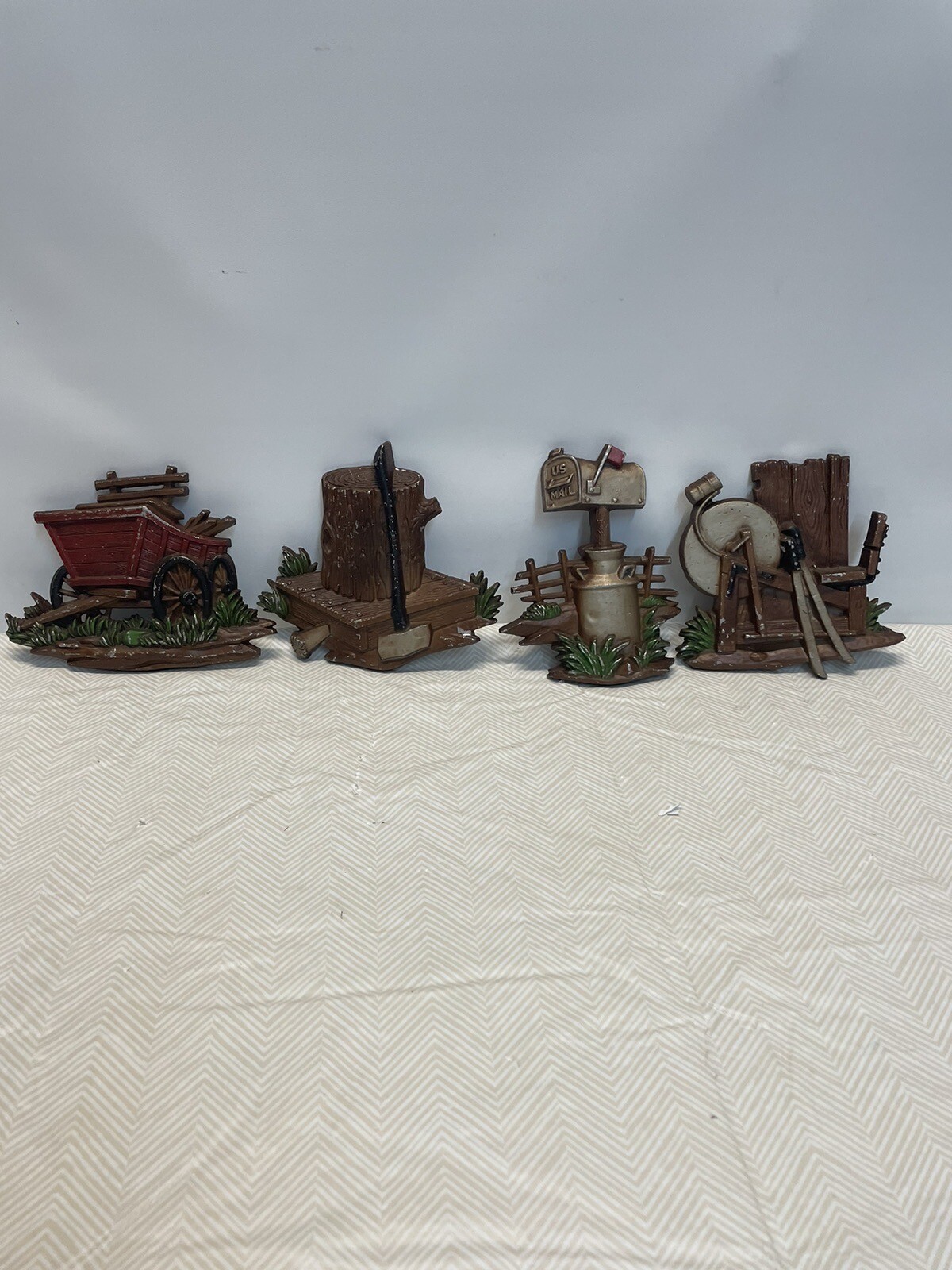 Sexton 1976 Die Cast Metal Country Living Wall Decor 4 Pieces VINTAGE 