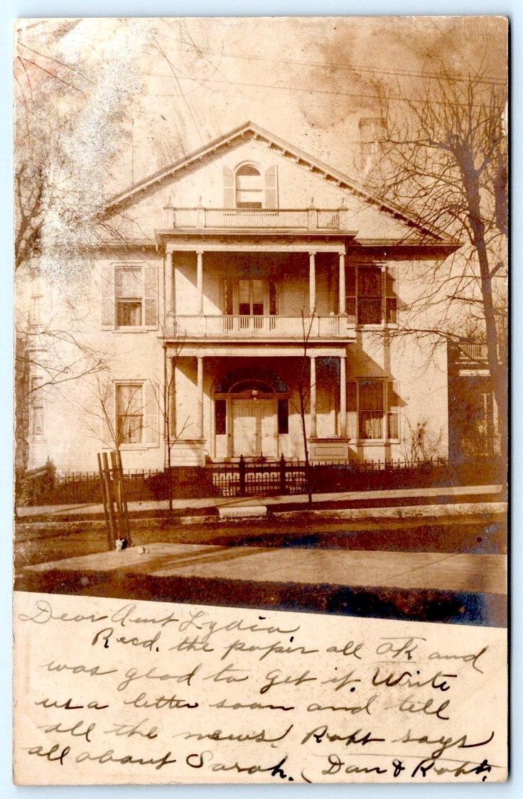 1907 RPPC GREAT HOUSE with IRON FENCE LEXINGTON KENTUCKY POSTMARK POSTCARD