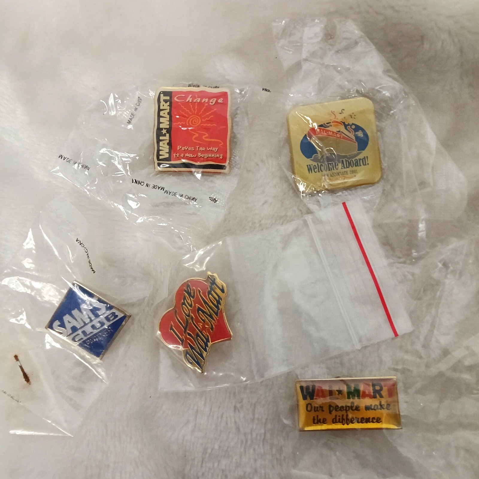 Vtg Walmart Sams Club Associate Lapel Pin Lot of 5 Welcome Aboard I Love Heart