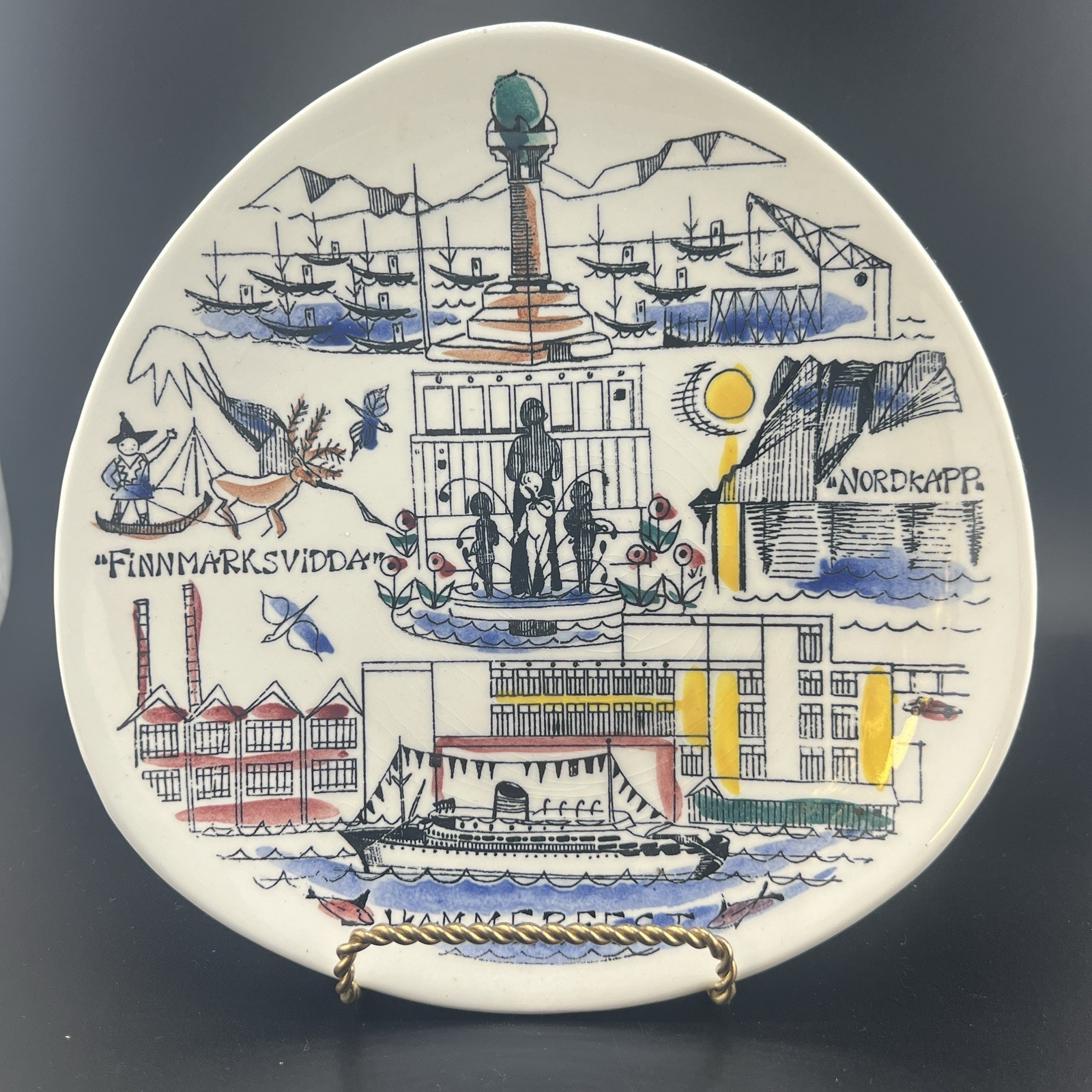 Stavangerflint Norway by Inger Waage Wall Plate 7” Hammerfest Nordkapp Finnarksv