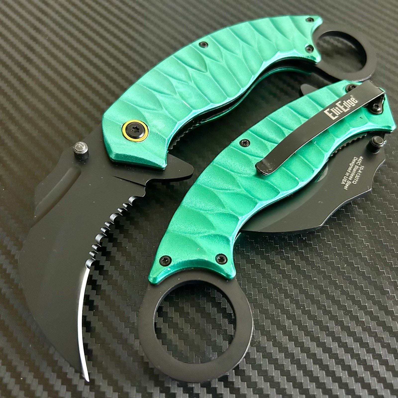 8.5” Green CSGO Tactical EDC Karambit Spring Assisted Open Blade Pocket Knife 8.5” Green CSGO Tactical EDC Karambit Spring Assisted Open Blade Pocket Knife