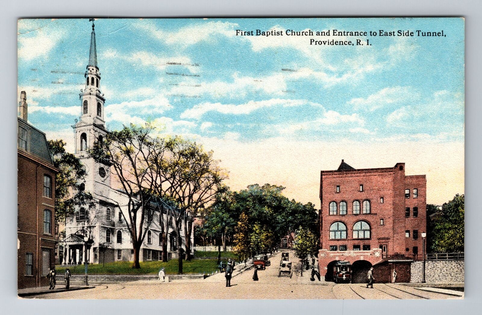Providence RI-Rhode Island First Baptist Church Tunnel  Vintage c1919 Postcard