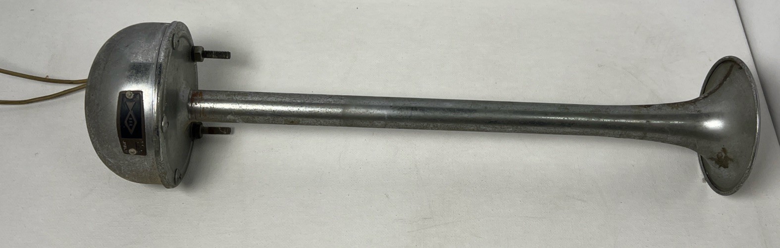 Vintage Chrome Electric Automotive Horn Long Trumpet Style with Wiring Untested