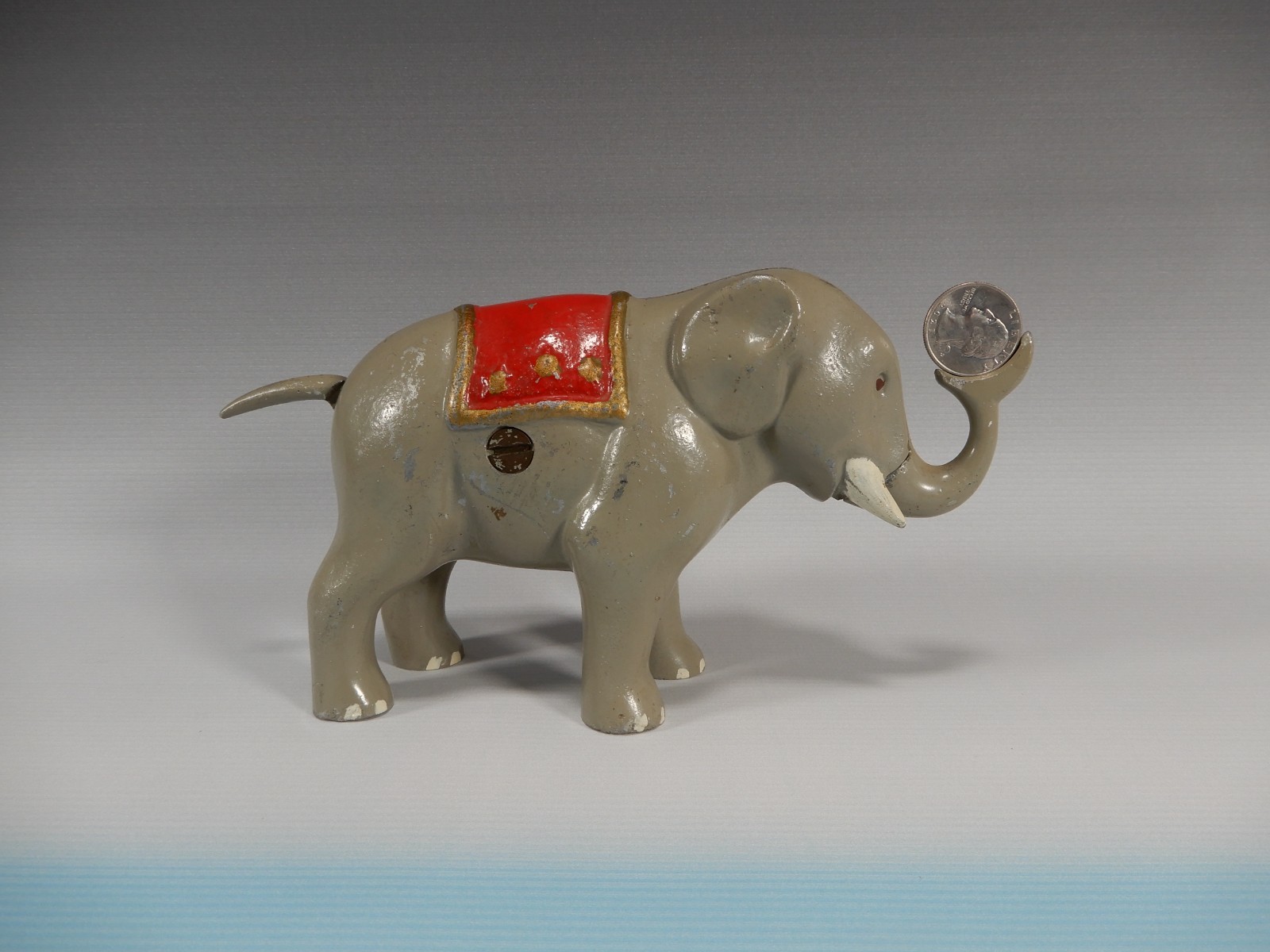 Vintage Metal (Aluminum) Elephant Bank Figure with Movable Trunk
