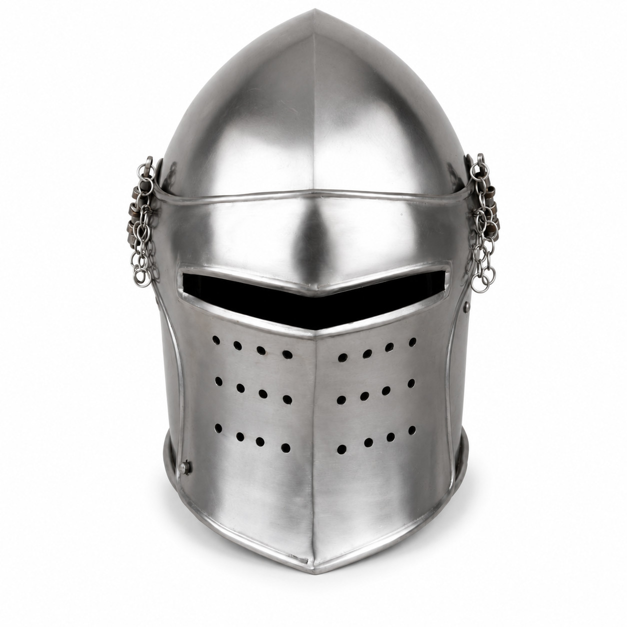 MEDIEVAL RENAISSANCE DETACHABLE VISOR BARBUTE 18 GUAGE FUNCTIONAL HELMET ARMOR