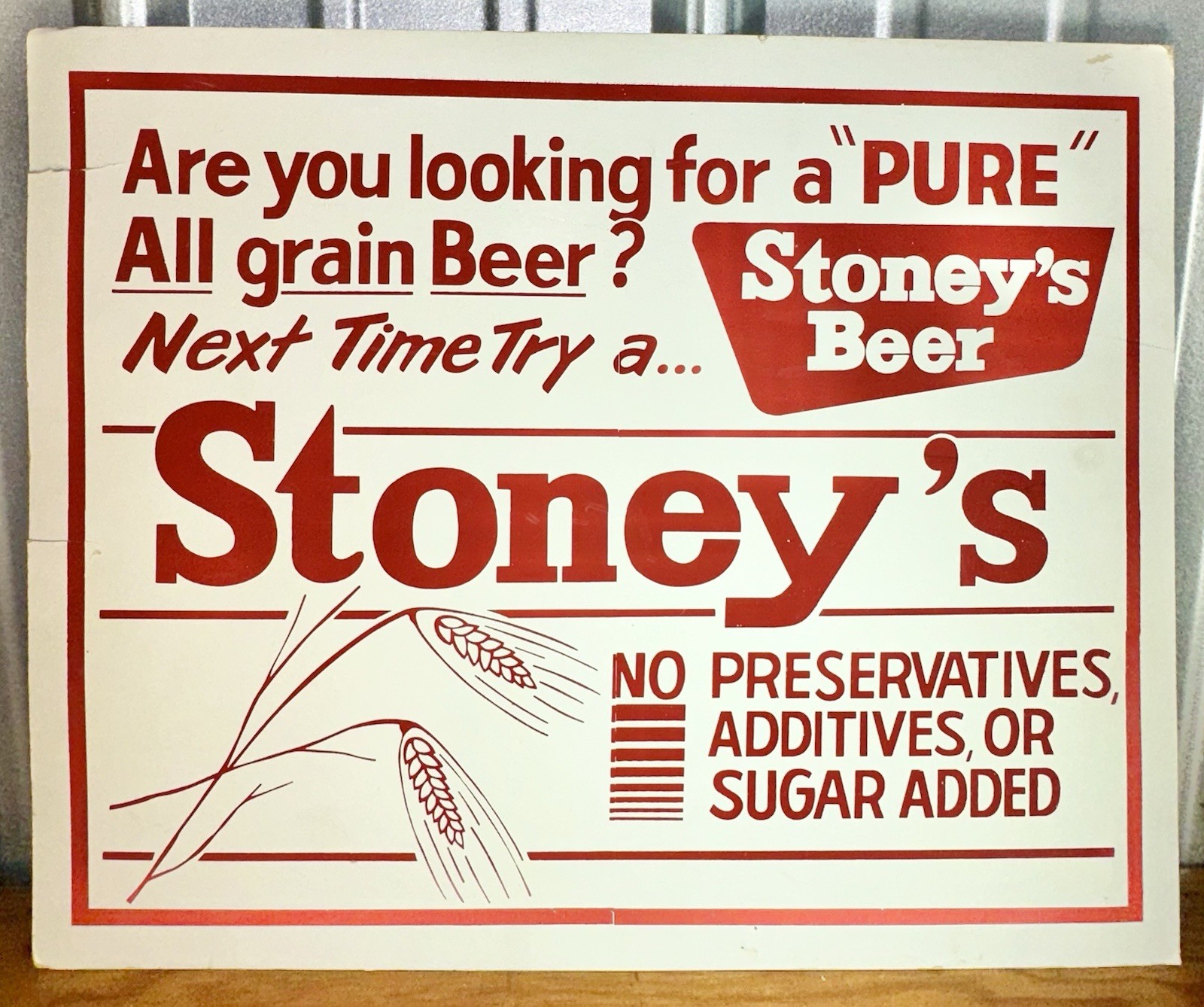 Rare 1950s Vintage Stoneys Beer Handy Tavern Tap Keg Card Sign Jones Brewing PA
