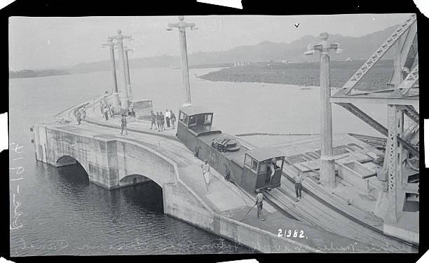 The electric mules at work at Gatun Locks Panama Canal 1914 Historic Old Photo