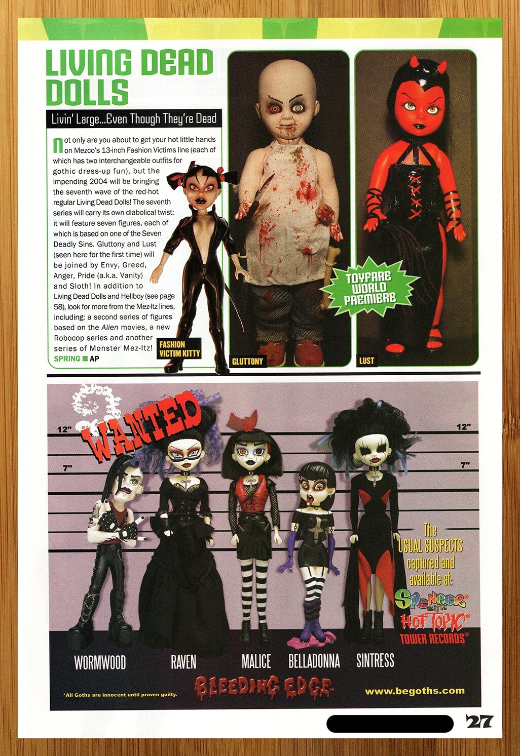 2004 Mezco Living Dead Dolls Print Ad/Poster Bleeding Edge Goths Toy Figure Art