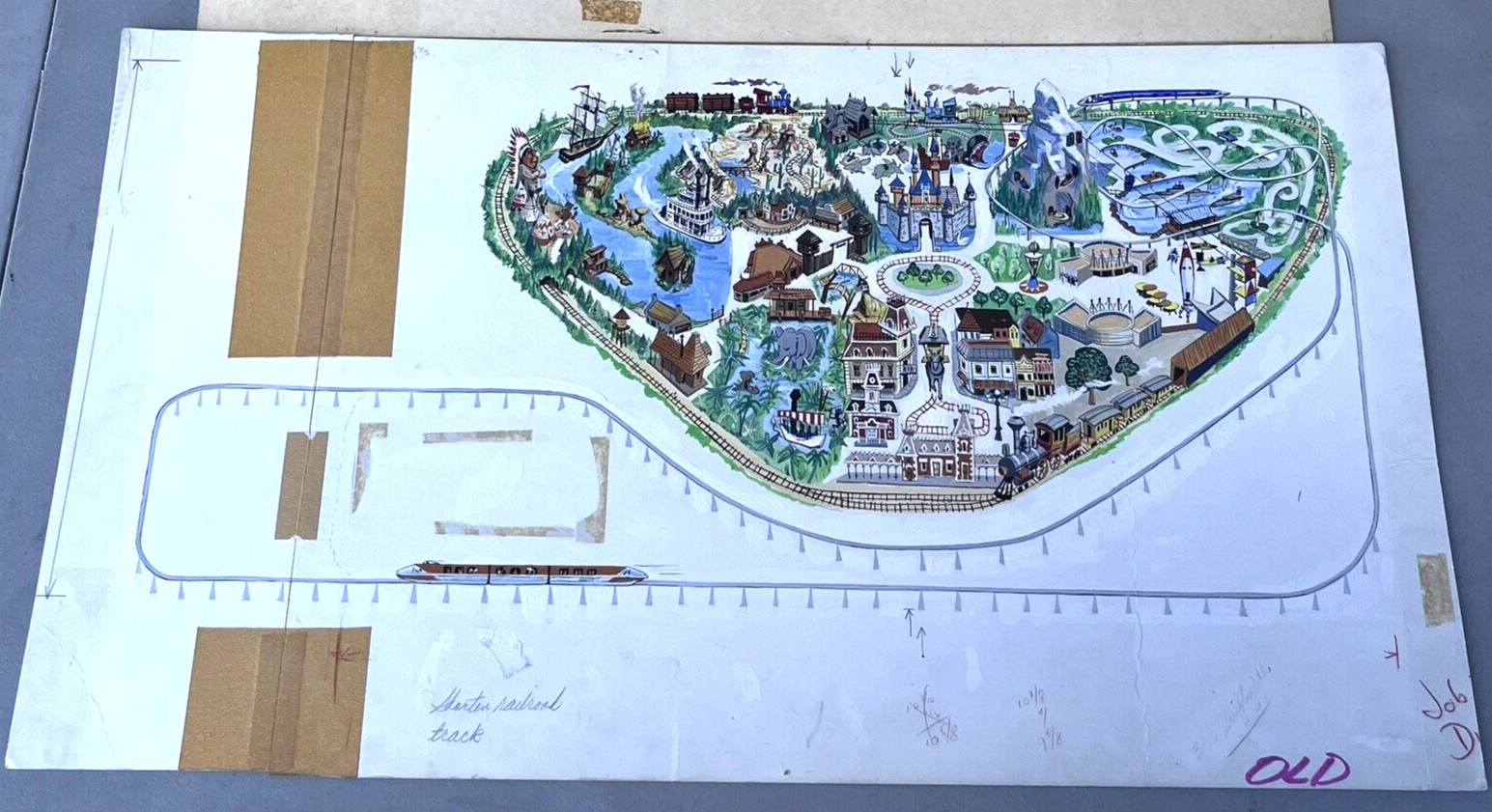 RARE Disneyland Original Theme Park Map Painting Art Disney Vacationland 1962 RARE Disneyland Original Theme Park Map Painting Art Disney Vacationland 1962