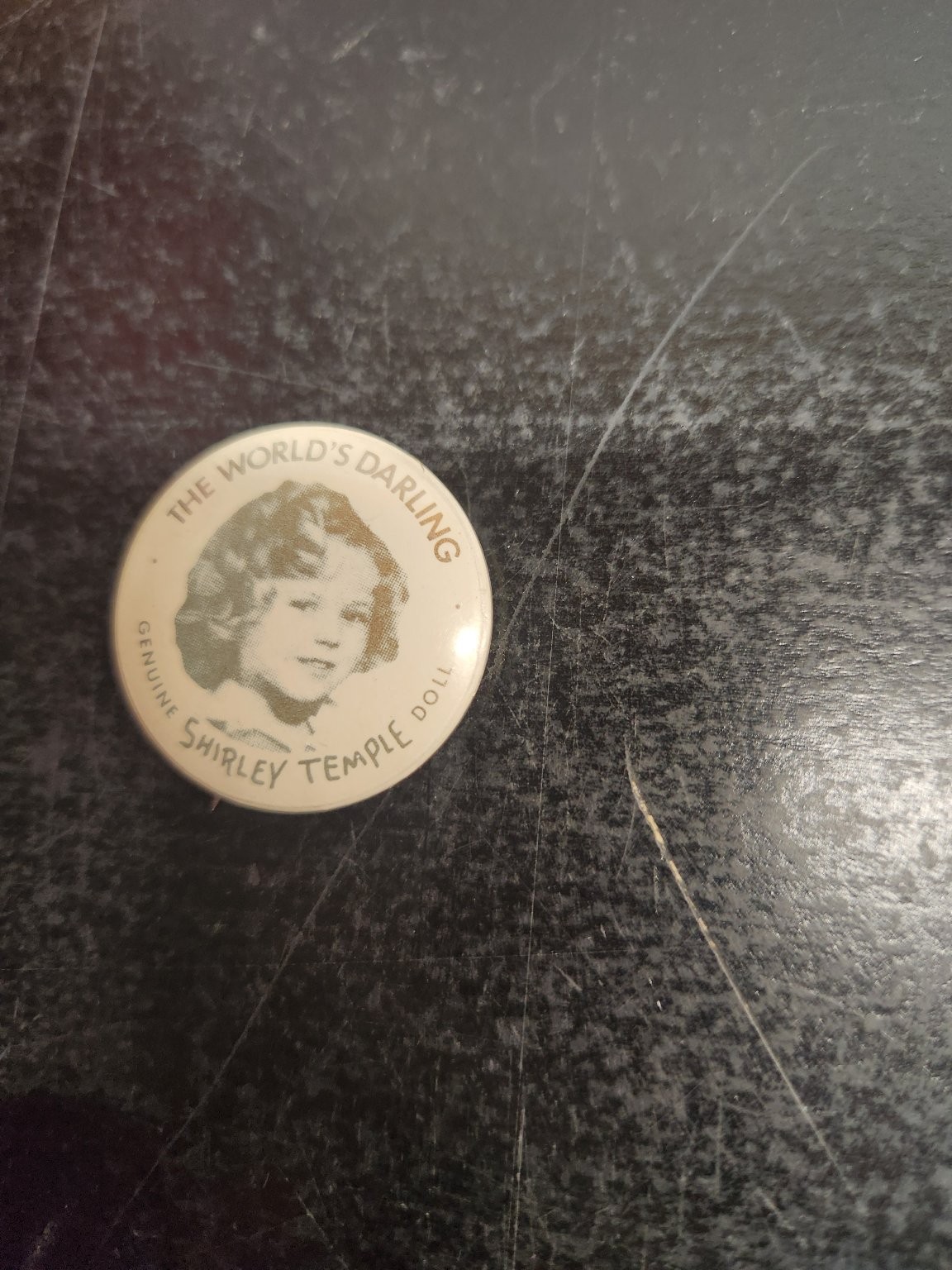 Vintage Shirley Temple Pin Button The World's Darling Genuine Doll Chicago Badge