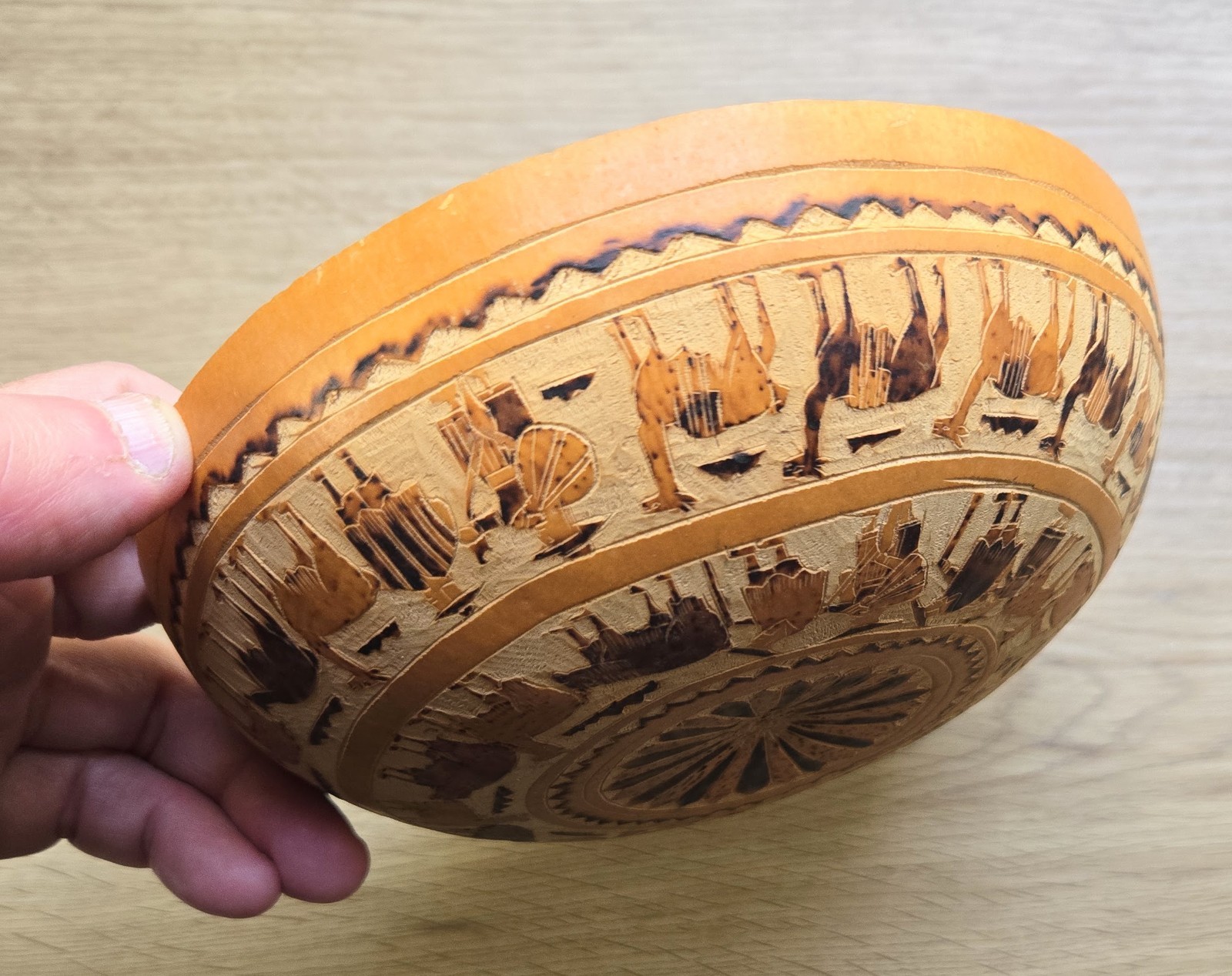 Vintage Hand Carved Ethnic Wooden Serving Bowl