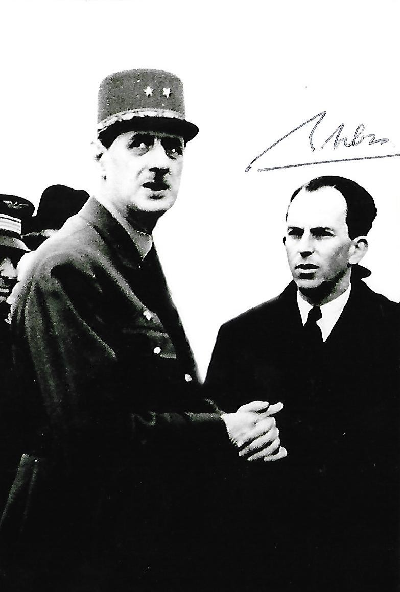 Raymond Aubrac signed 4x6 photo WW II French Resistance EXTRA RARE LOOK